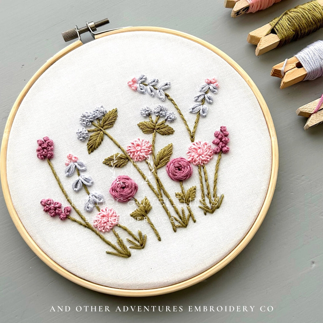 Hand Embroidery Kit - Jardín in Mauve