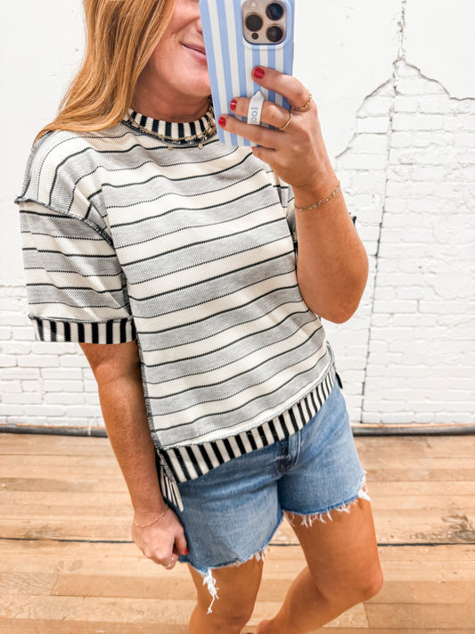 Lila Striped Top - Black