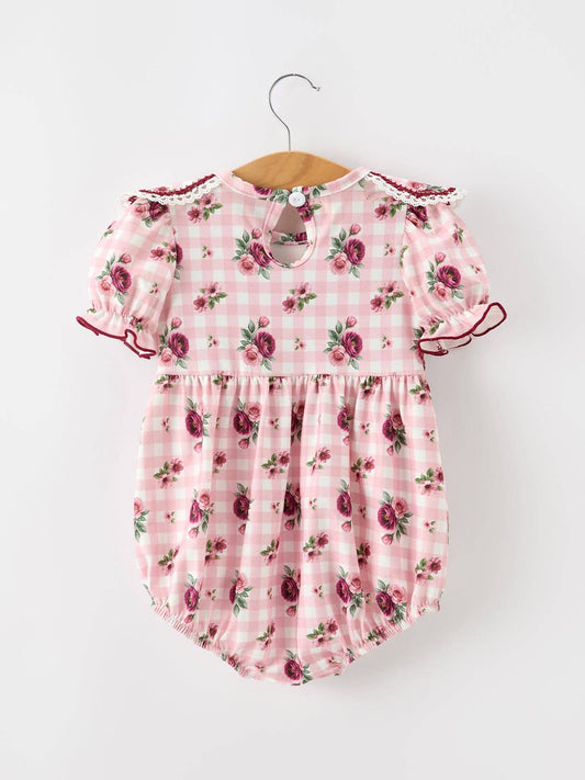 Vintage Smocked Floral Romper