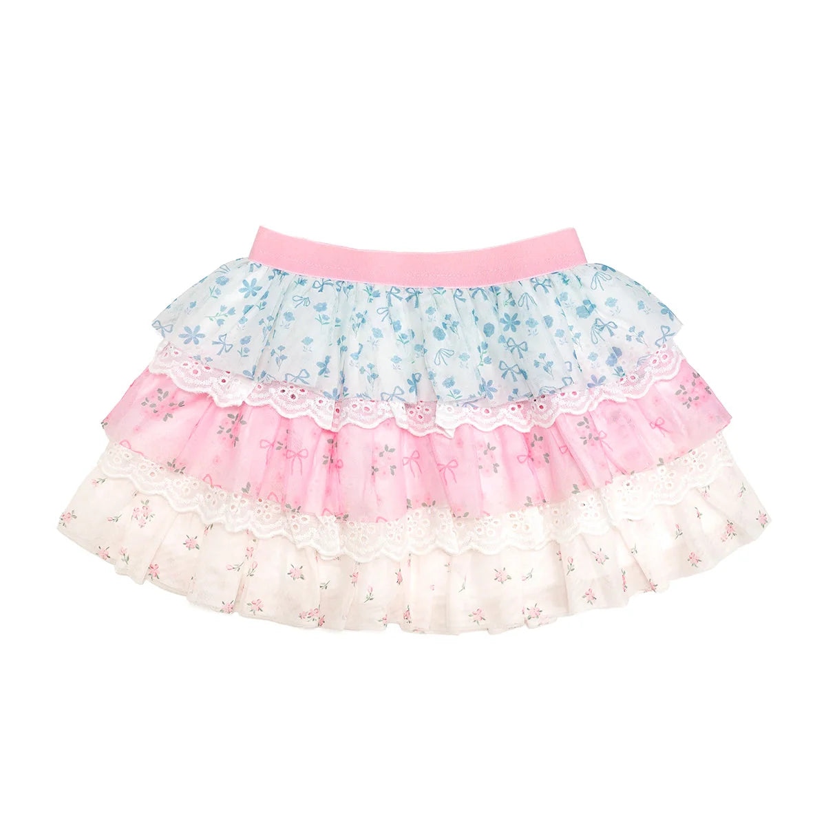 Floral and Lace Tiered Skirt
