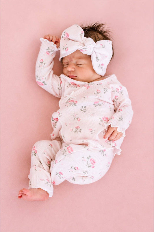 Two-Piece Pointelle Crossover Set | Rose Garden Blush