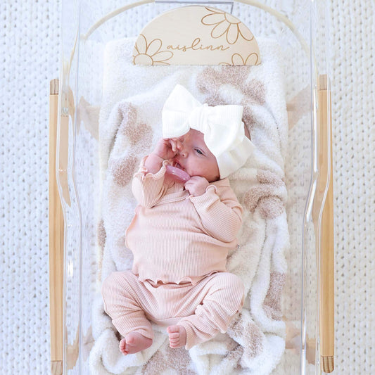 Large Waffle Knit Bow: Blossom