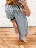 Load image into Gallery viewer, Jessica Striped Puff Sleeve Dress
