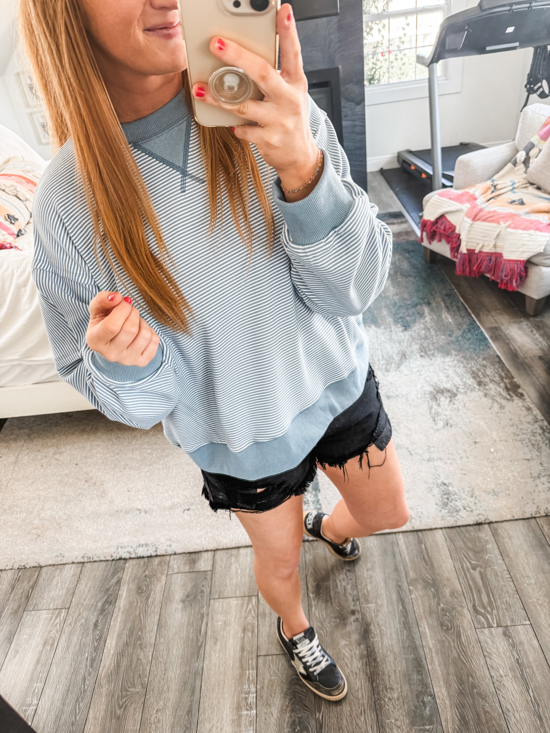 Brooke Striped Sweatshirt - Grey