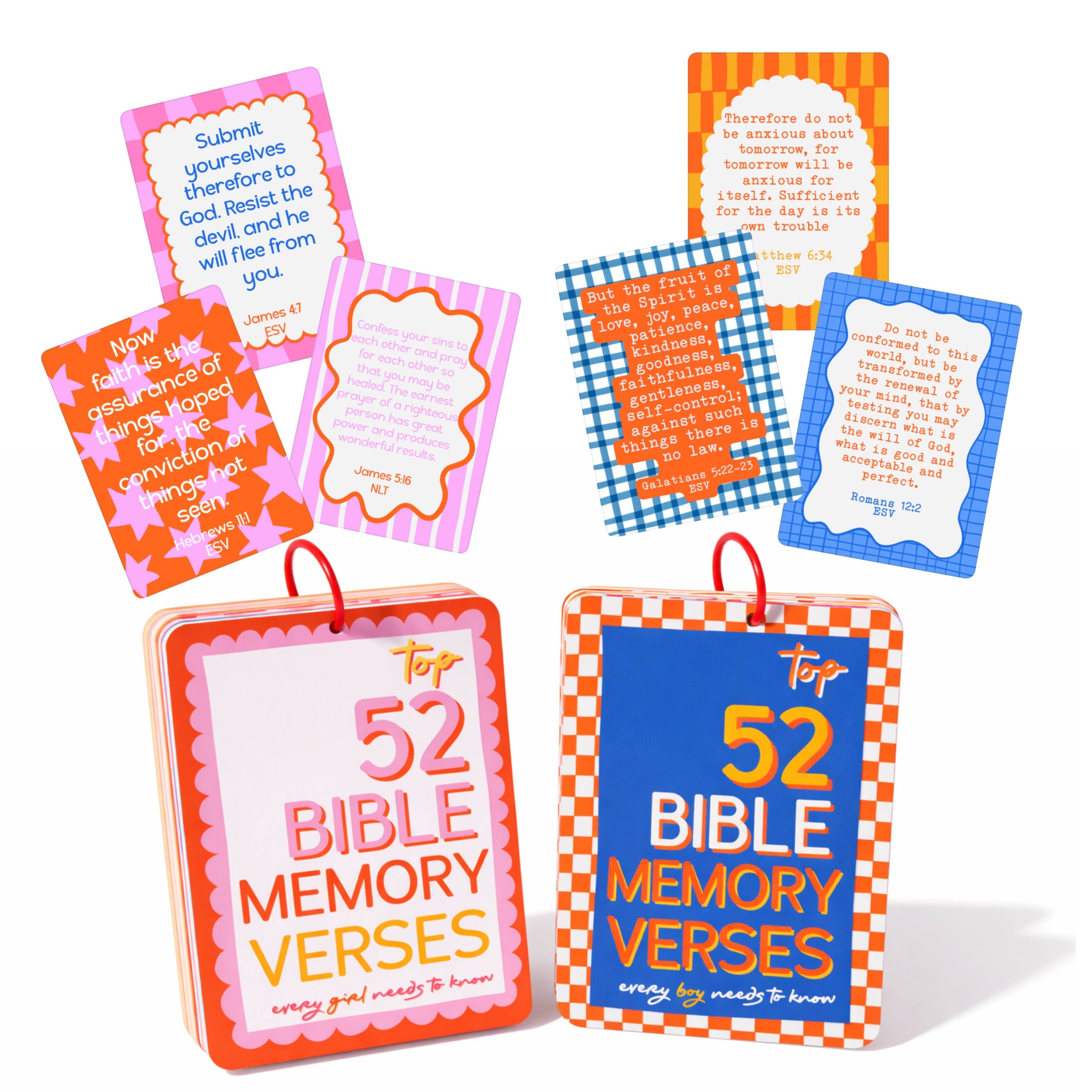 Kids Bible Memory Cards - Pink