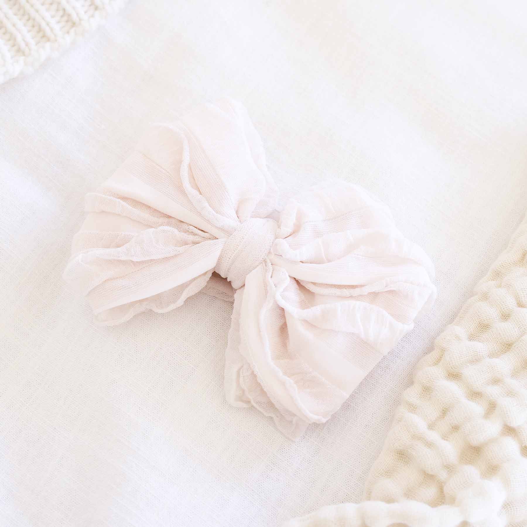 Large Ruffle Knit Bow | Off White