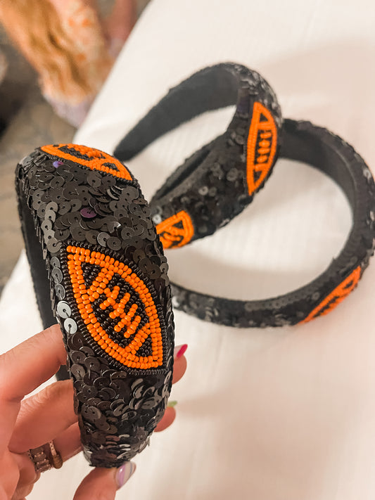 Black + Orange Football Headbands