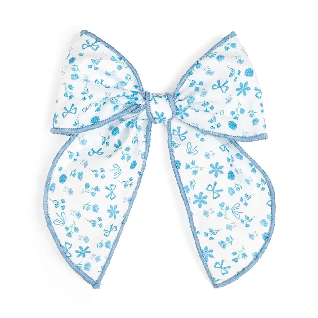 Sky Blue Floral Bow Clip