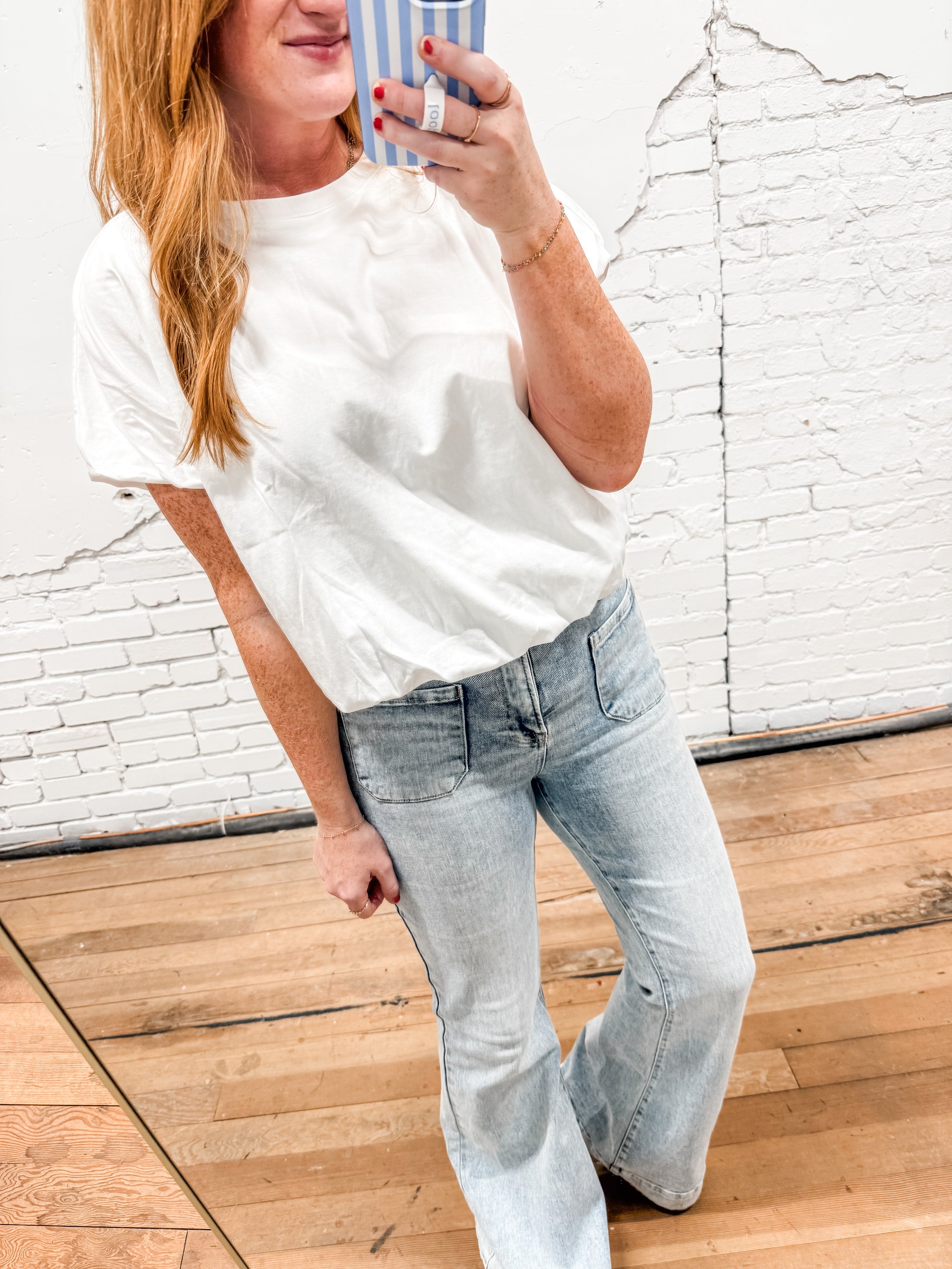 Milo Bubble Hem Top - White