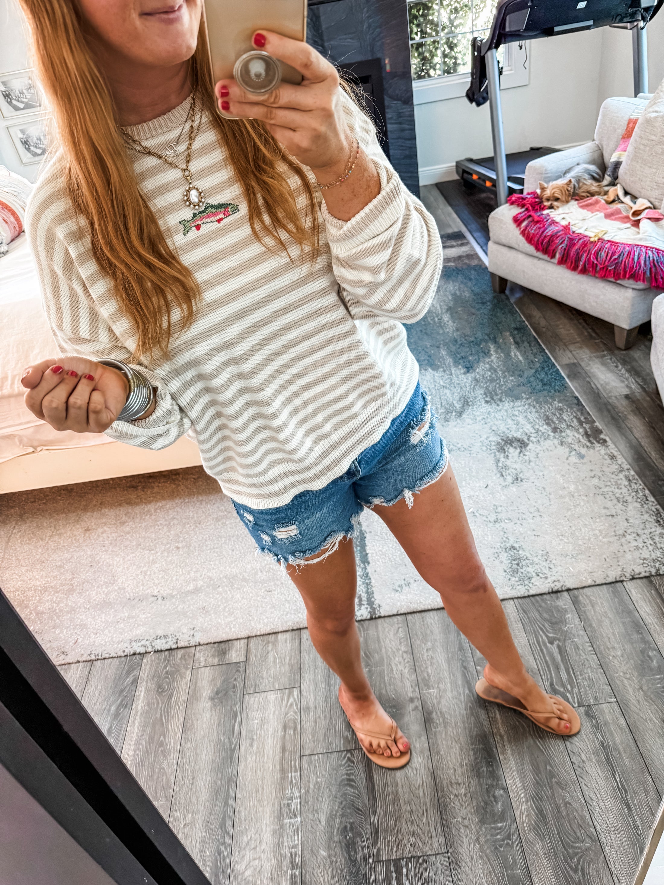 Striped Fish Graphic Sweater