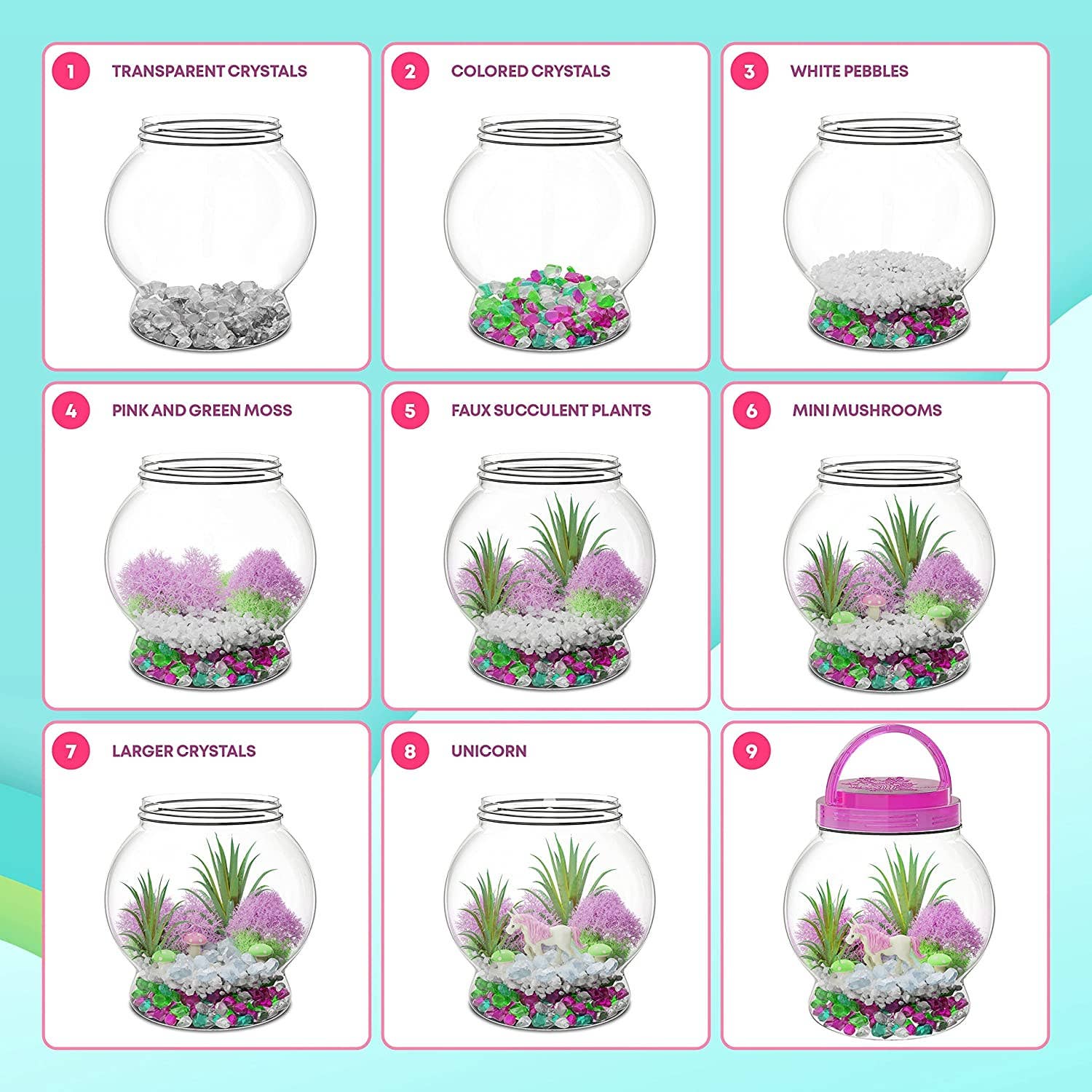 Light-Up Unicorn Terrarium Kit for Kids