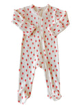 Load image into Gallery viewer, Strawberry Pointelle 2-Way Zip Footie
