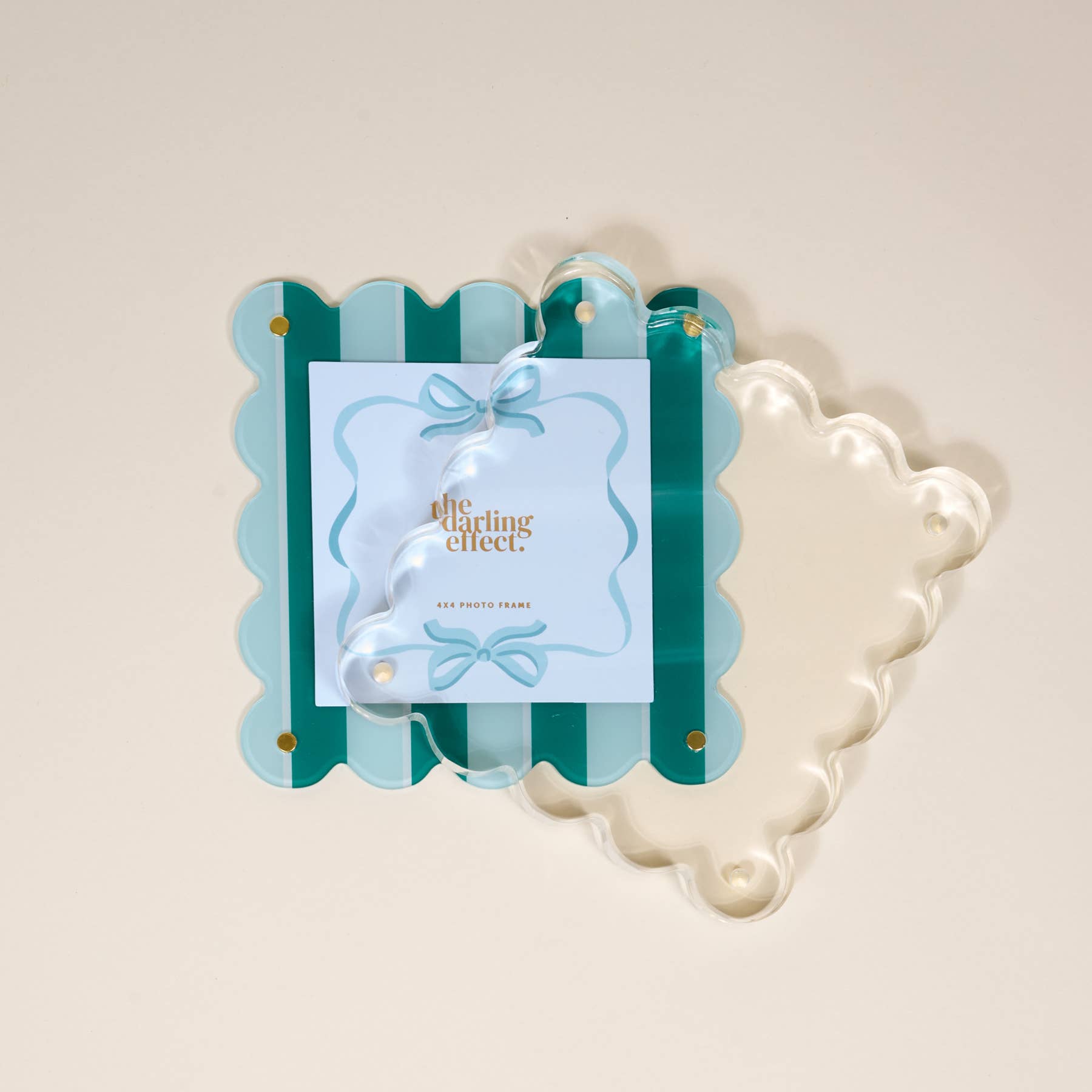 Square Scalloped Acrylic Picture Frame–Sicily Stripes Teal