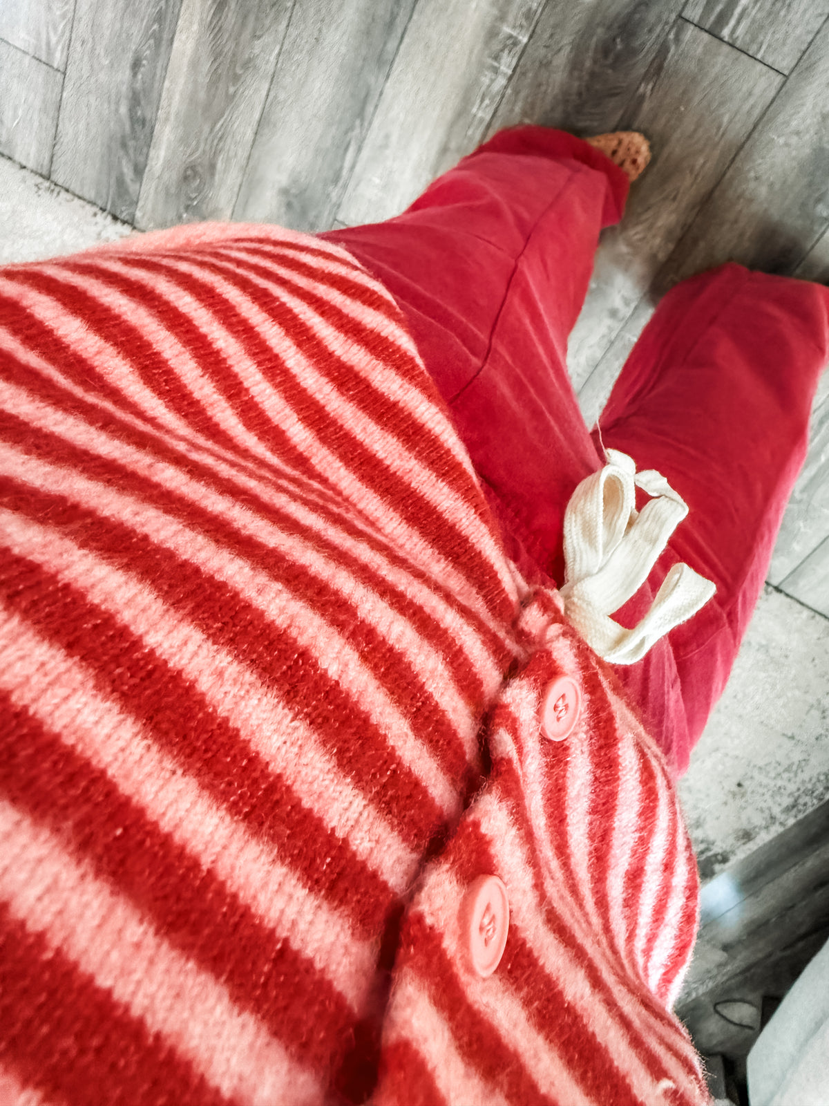 Halley Striped Sweater Top - Flamingo/Red