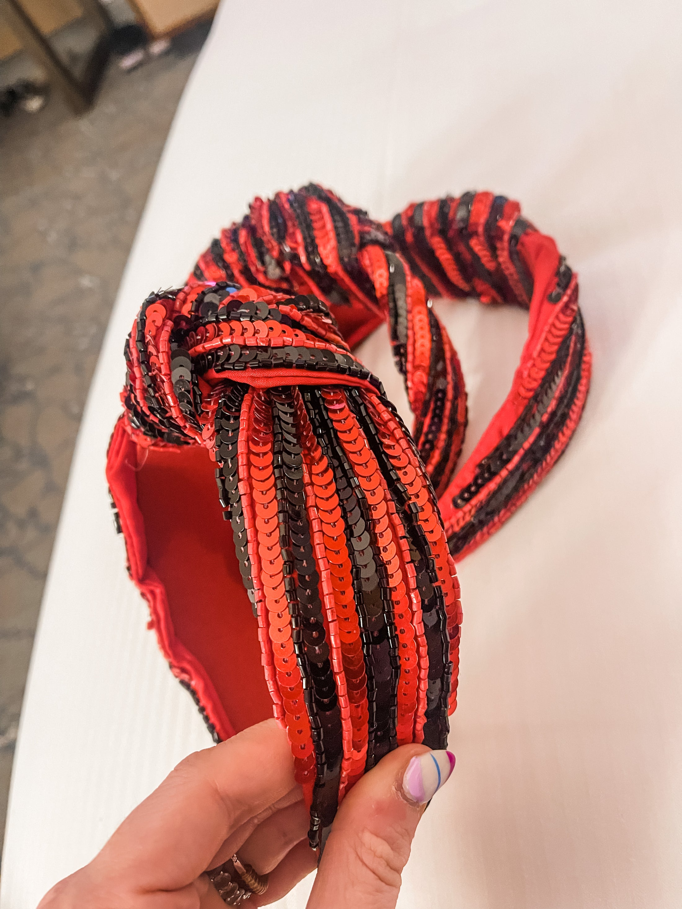 Red + Black Sequin Headband