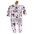 Load image into Gallery viewer, Demi's Dusty Purple Floral Ruffle Zipper Footie

