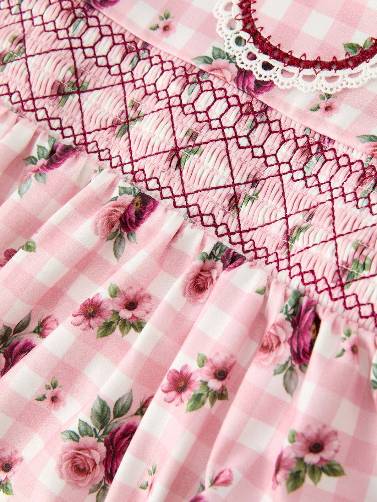 Vintage Smocked Floral Dress