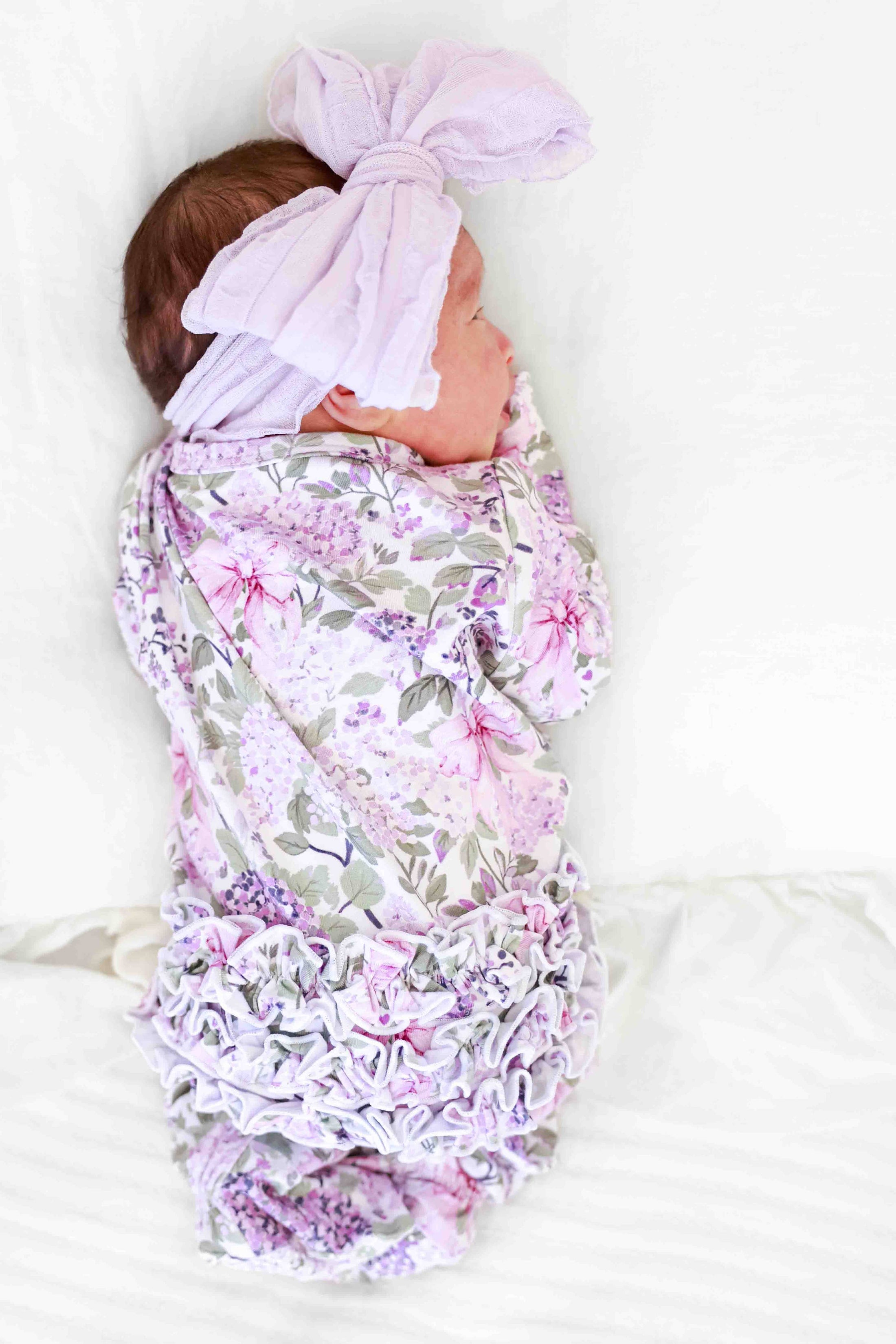 Ruffle Zipper Footie | Lavender Lullaby