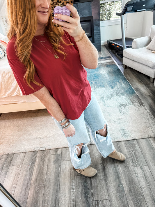 Everyday Basic Tee - Dark Red