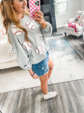 Load image into Gallery viewer, Terry + Sequins Baseball Pullover
