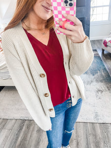 Oat Milk Button Cardigan