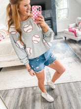 Load image into Gallery viewer, Terry + Sequins Baseball Pullover
