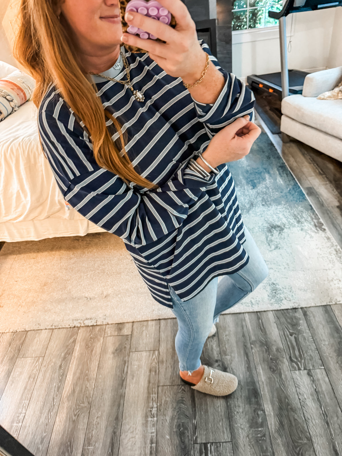 Margo Striped Top - Navy