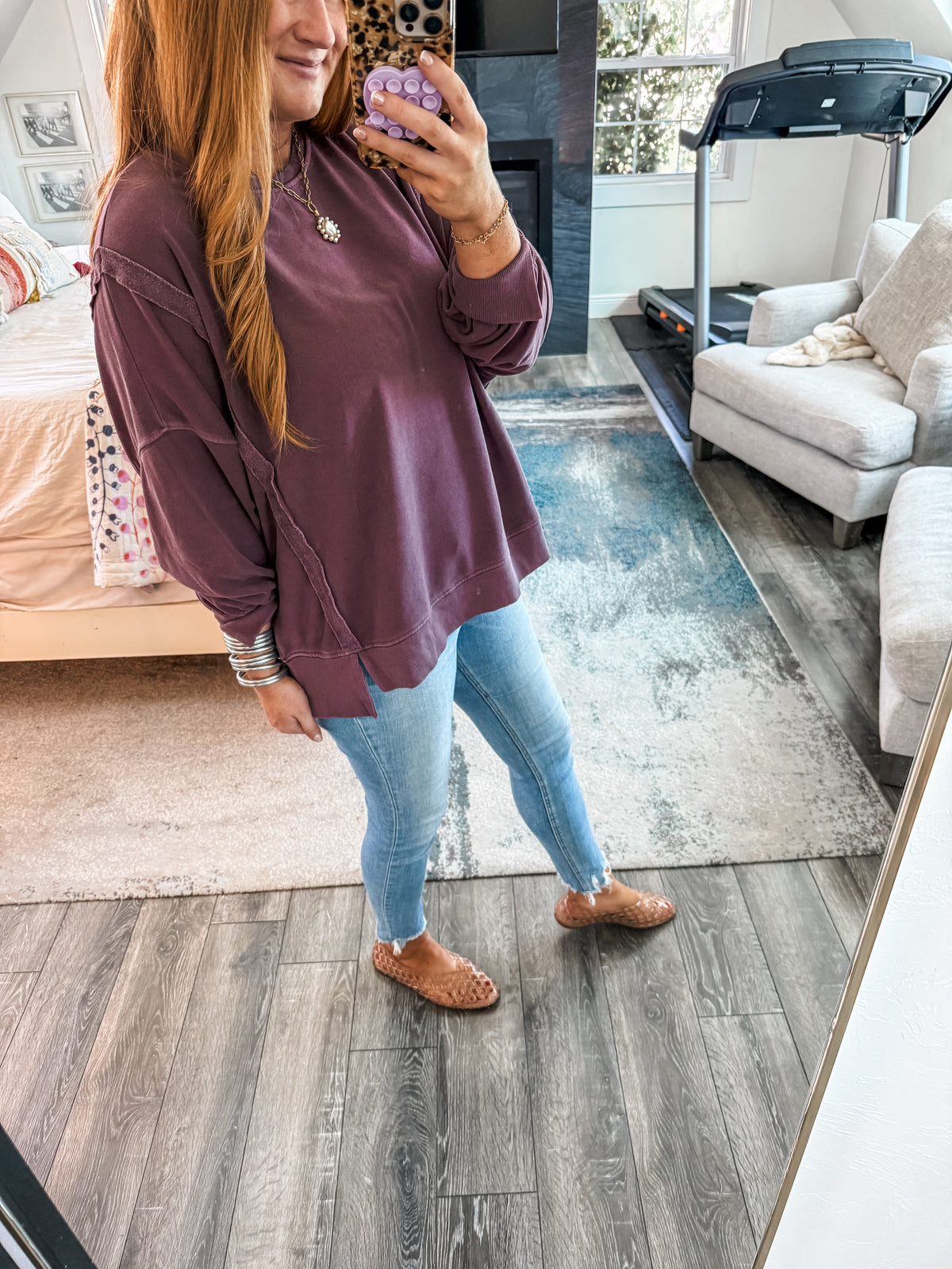 Teagan Oversized Sweatshirt - Dark Cherry