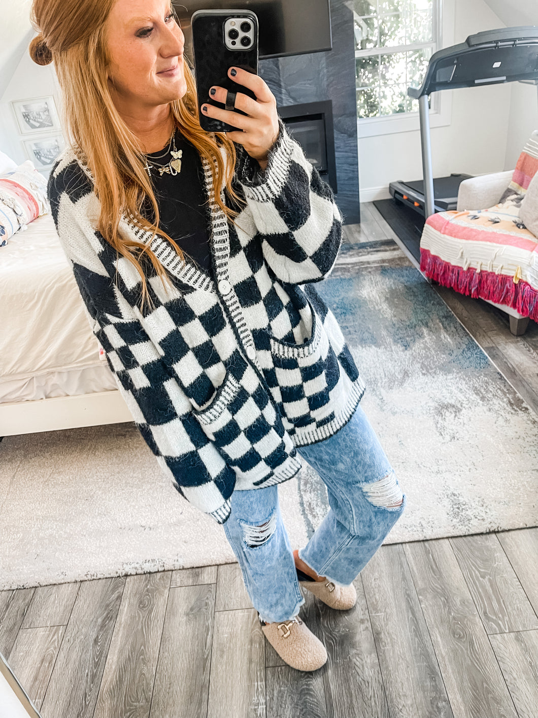 Mattie Checkered Cardigan