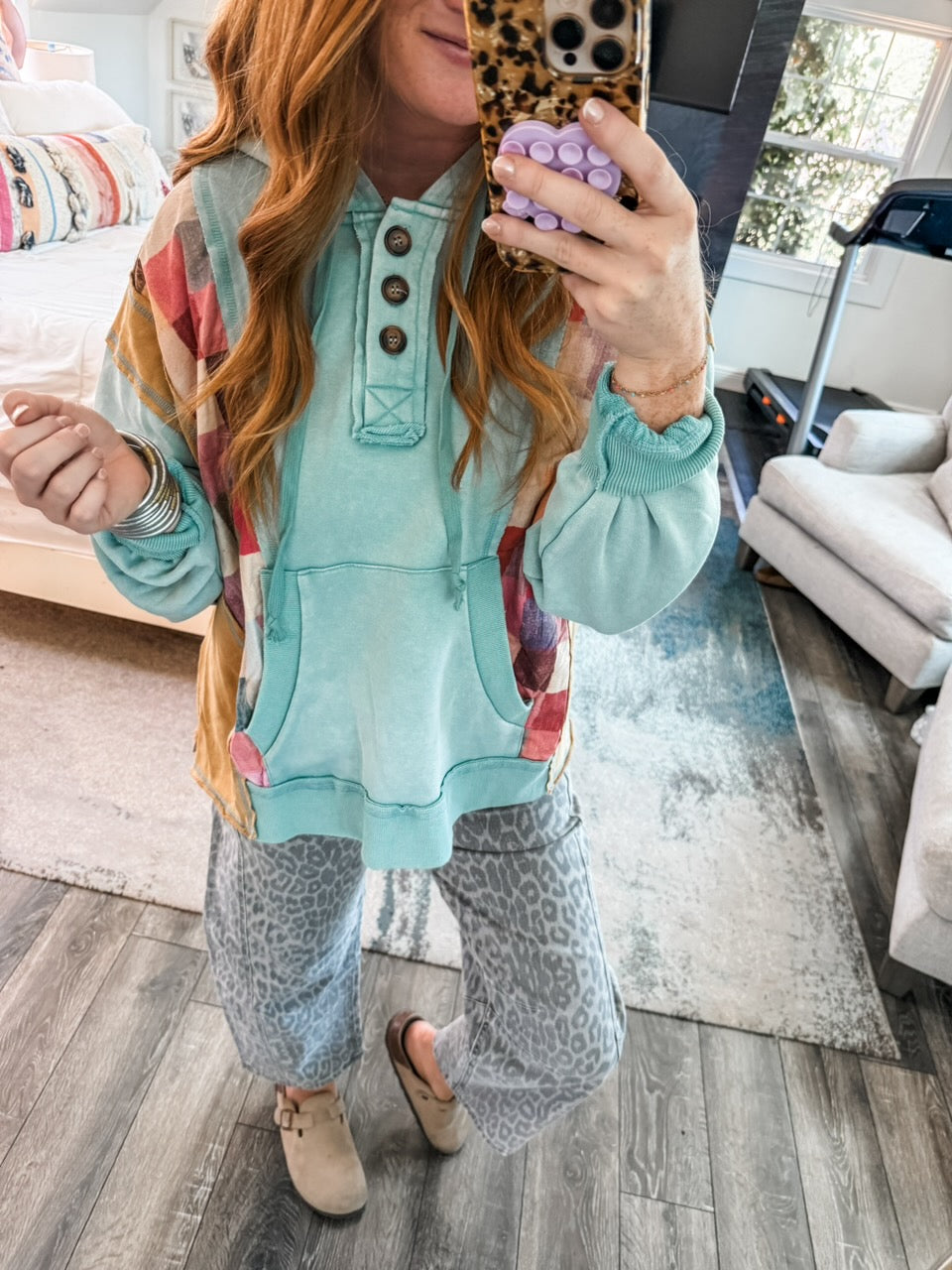Nellie Checkered Colorblock Hoodie