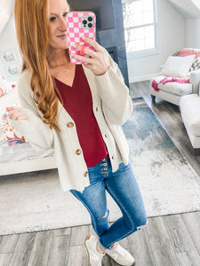 Oat Milk Button Cardigan