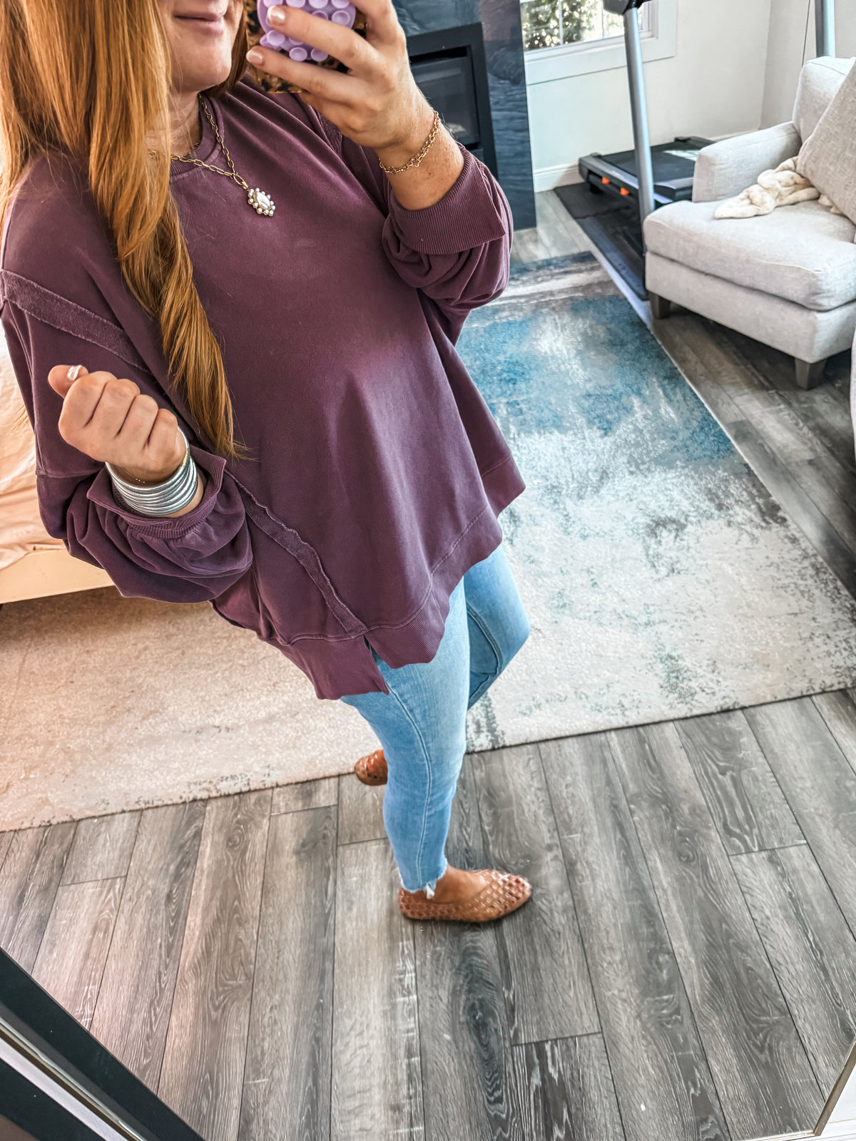 Teagan Oversized Sweatshirt - Dark Cherry