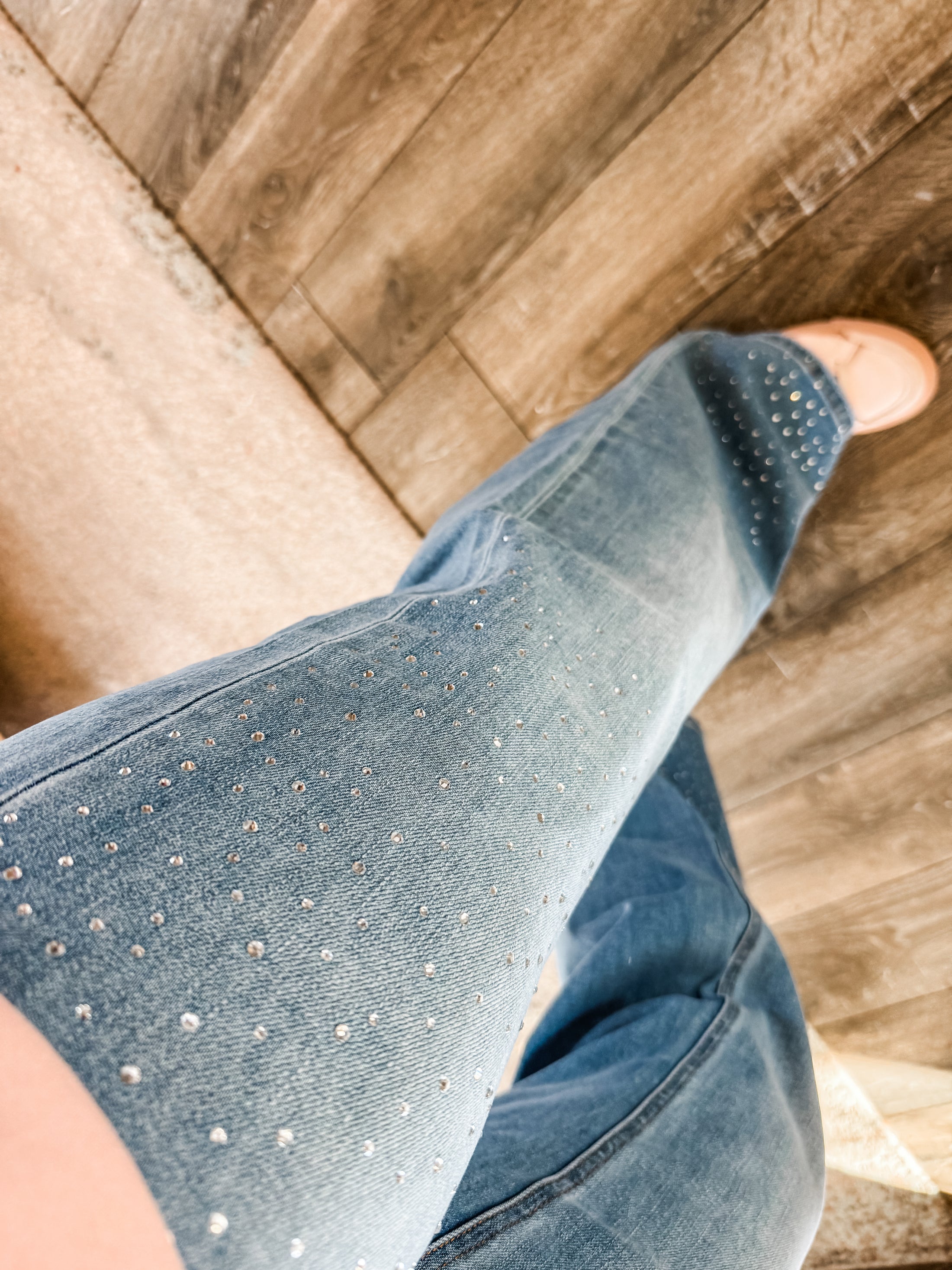 Rhinestone Wide Leg Jeans