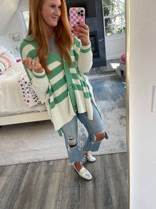 Holly Striped Cardigan - Green