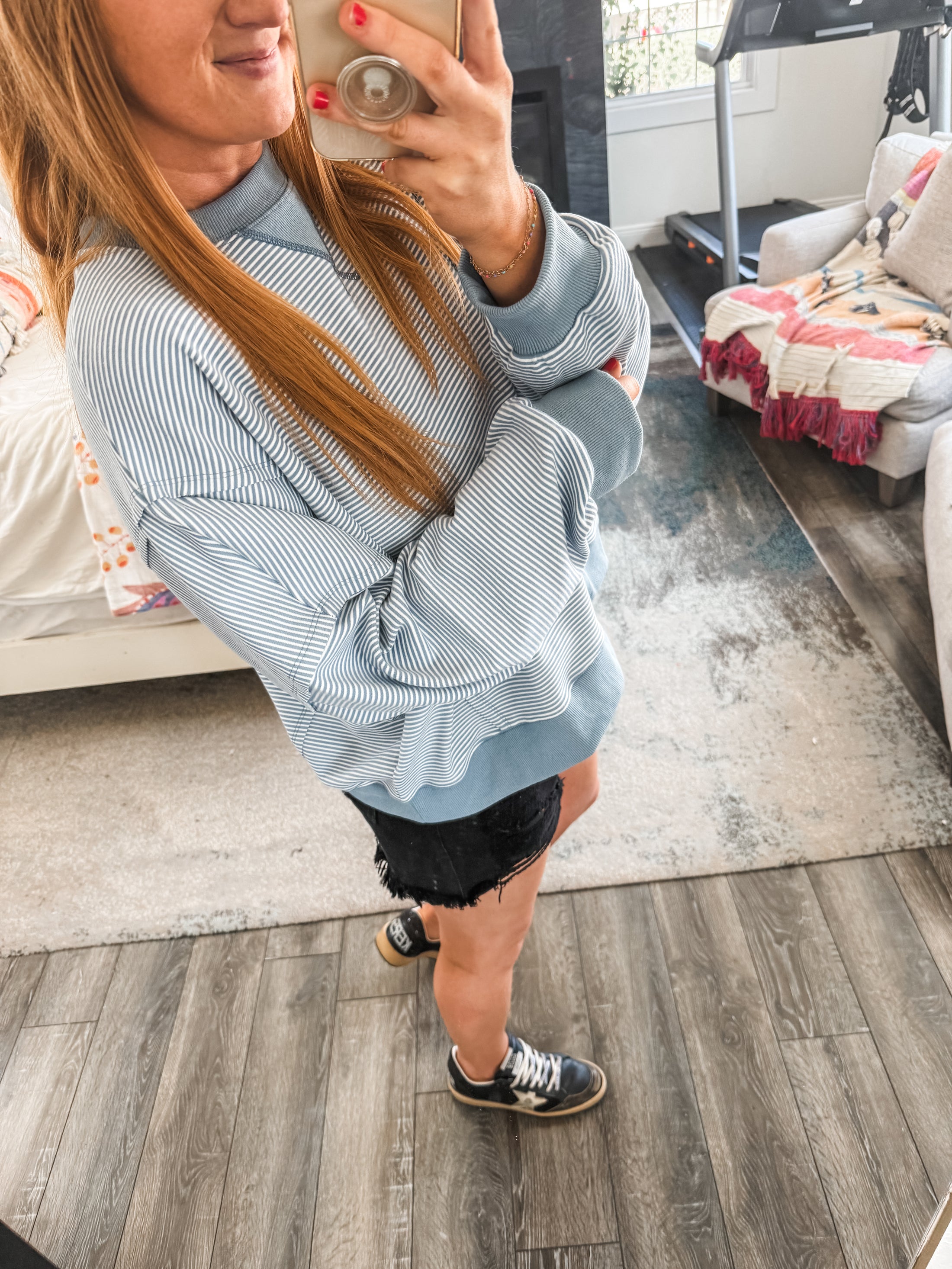 Brooke Striped Sweatshirt - Grey