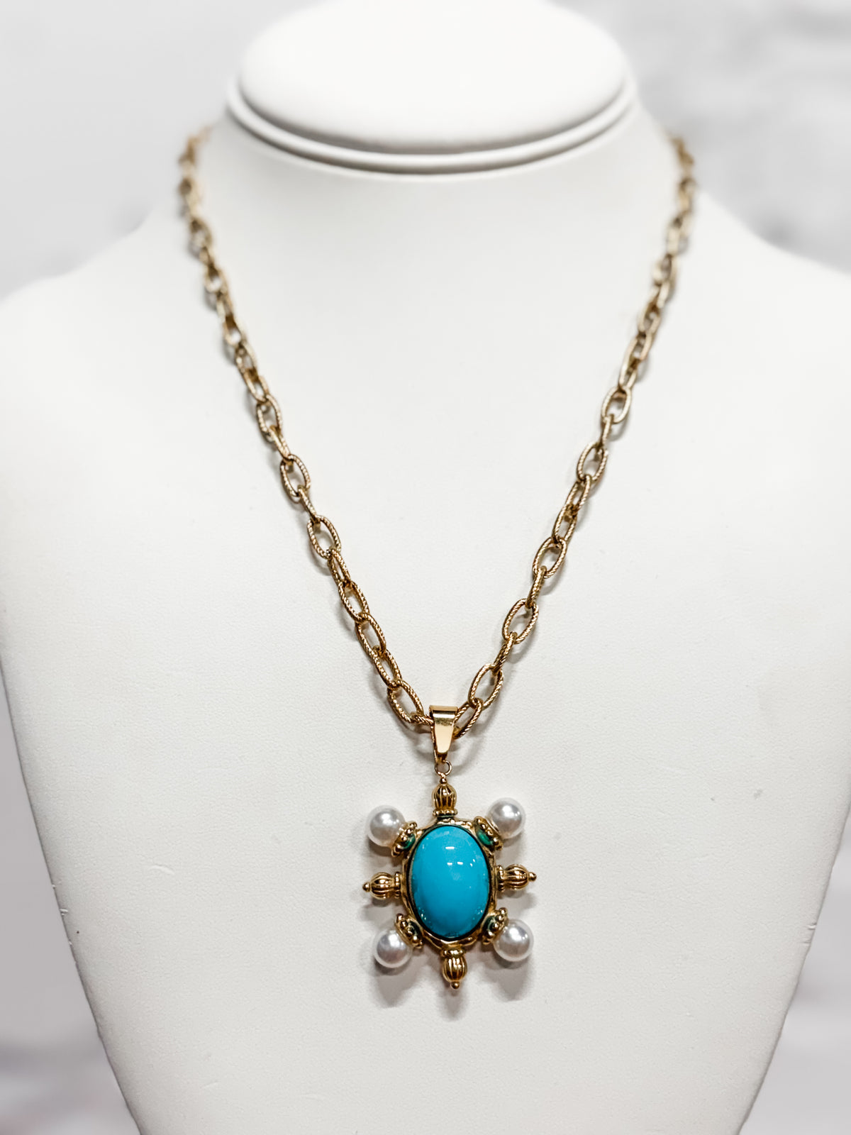 Turquoise + Pearl Necklace
