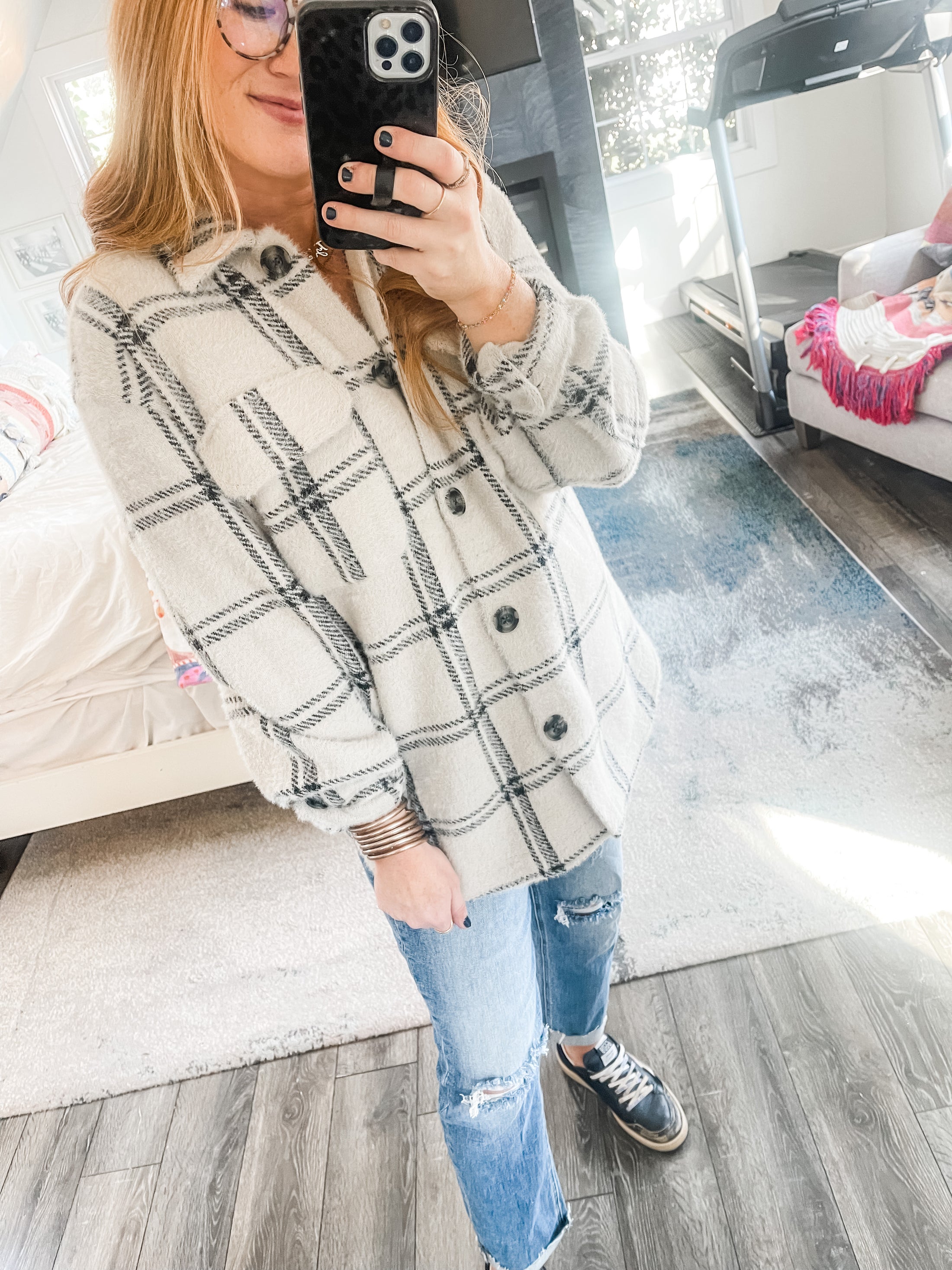 Z Supply Plaid Tucker Jacket - Crystal Grey