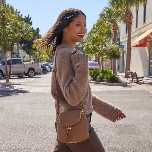 Hobo Fern Zip Flap Crossbody - Pebbled Leather Timber Brown