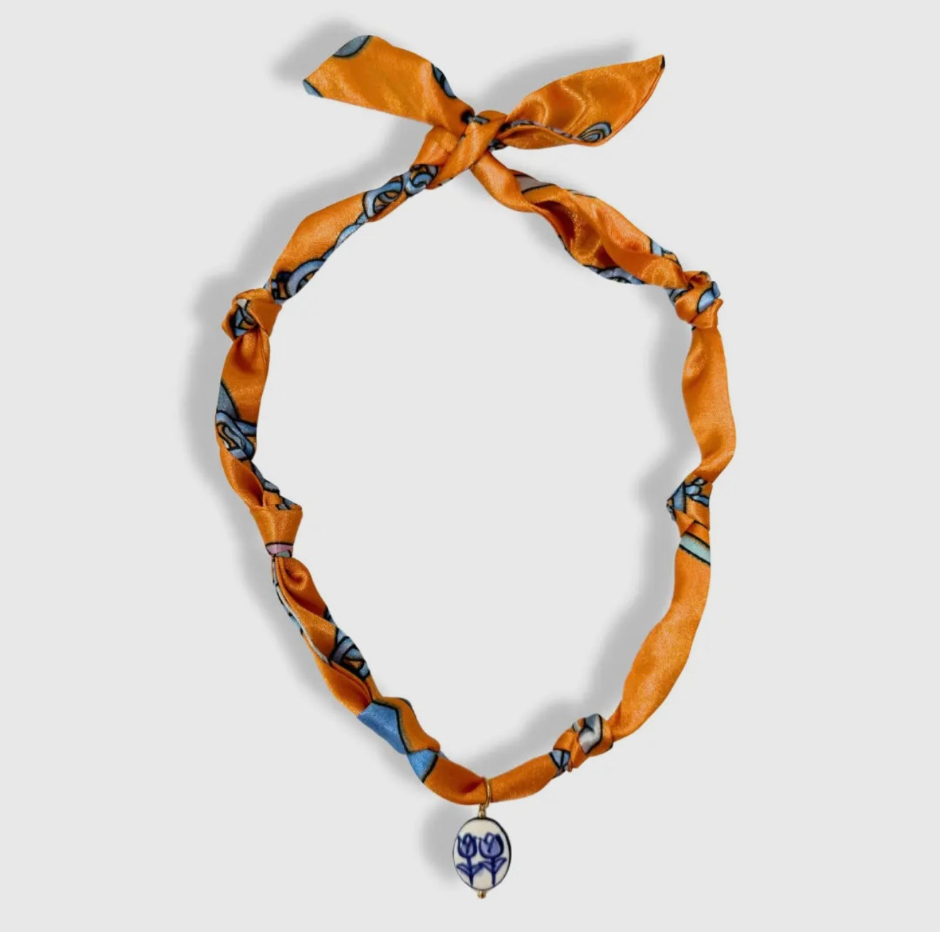 Orange Fabric Charm Necklace