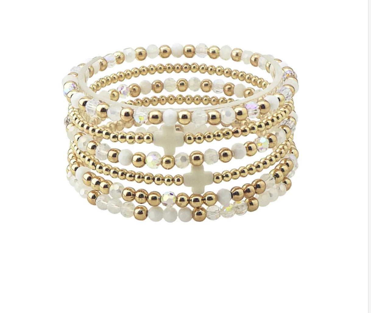 White Cross Bracelet Set