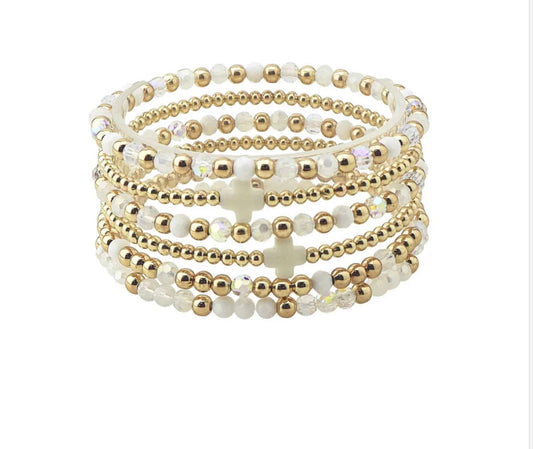 White Cross Bracelet Set
