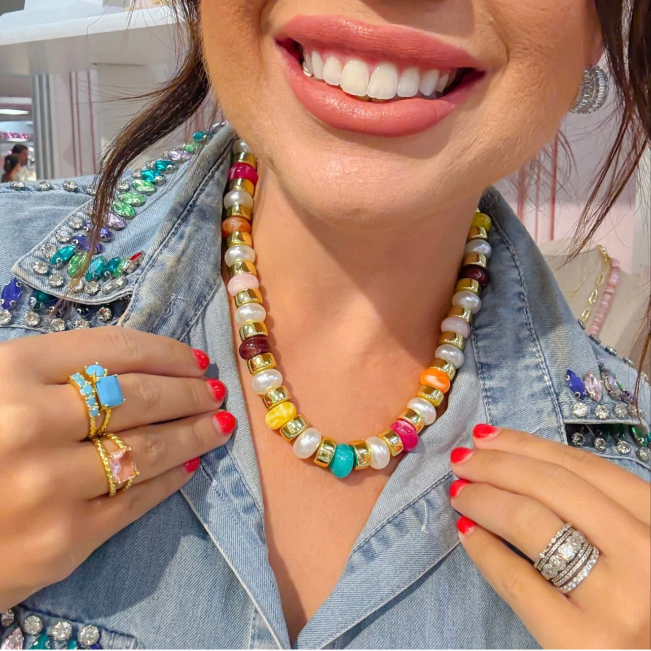 Joyful Gold Beaded Necklace