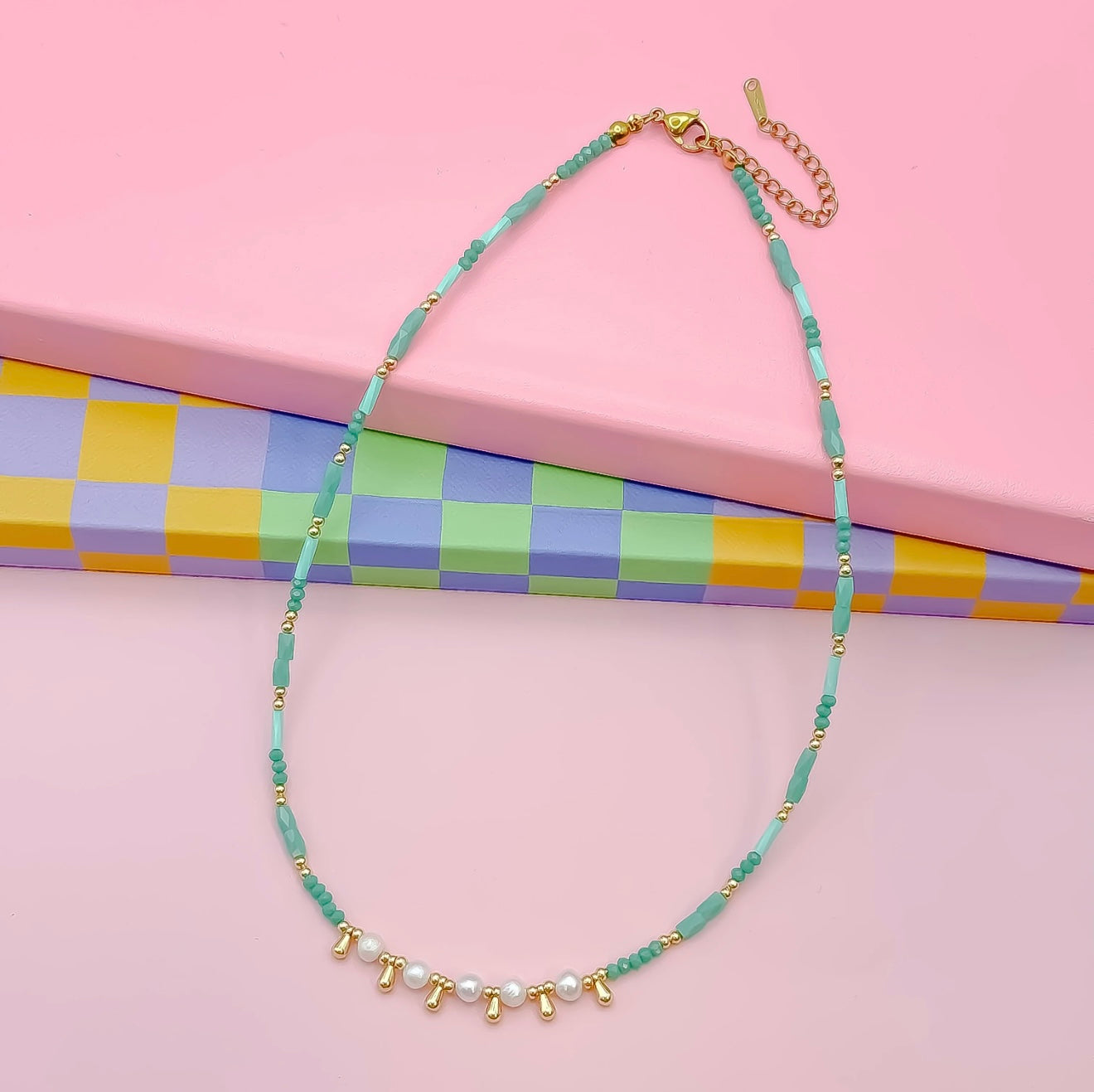 Blair Pearl Beaded Necklace - Green