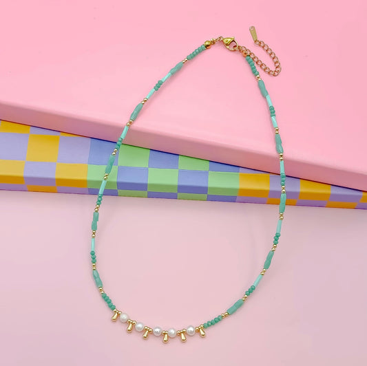 Blair Pearl Beaded Necklace - Green