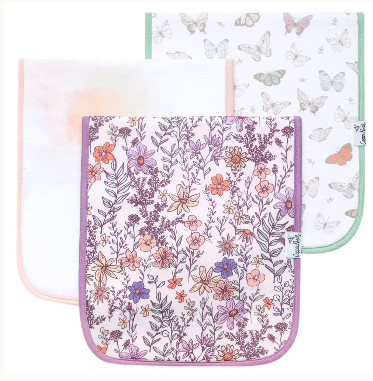 Copper Pearl Burp Cloth Set - Flora