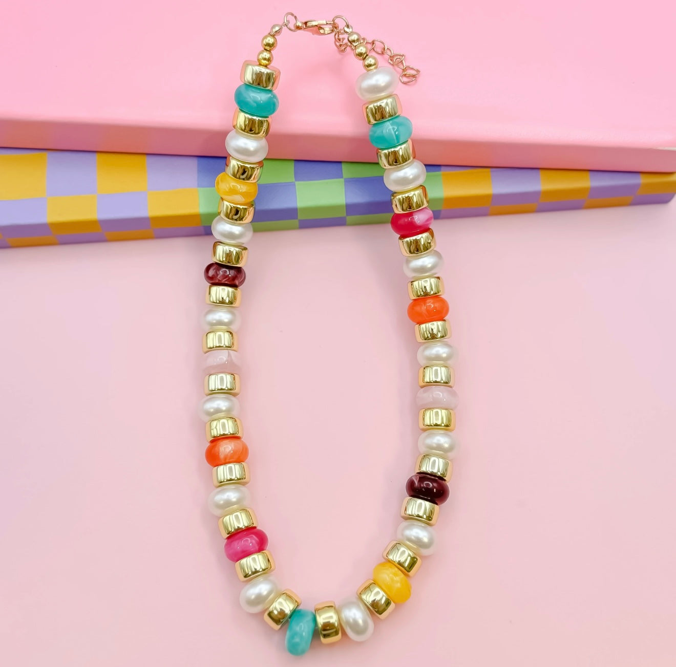 Joyful Gold Beaded Necklace