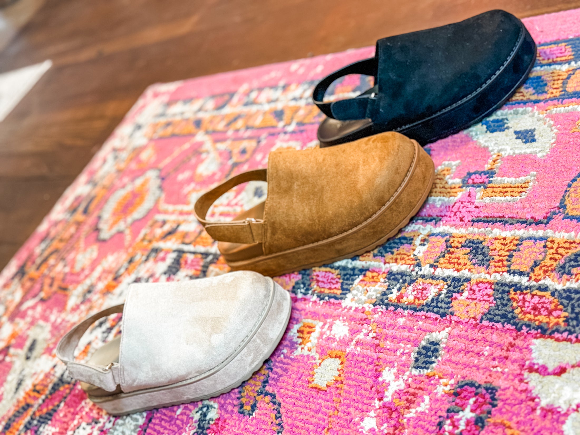 Suede Slingback Clogs - Camel