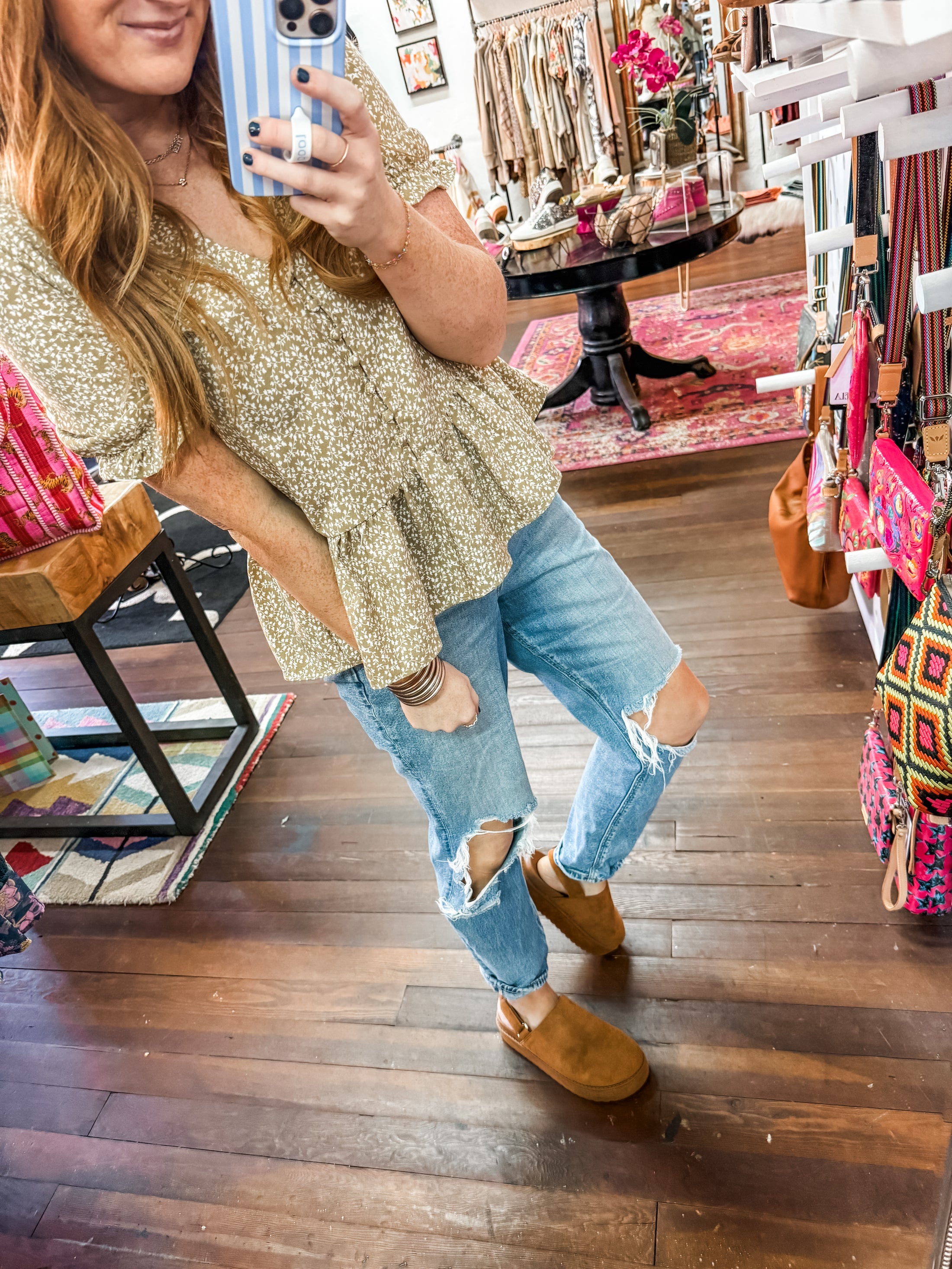 Suede Slingback Clogs - Camel