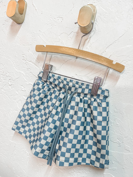 Blue Check Swim Shorts