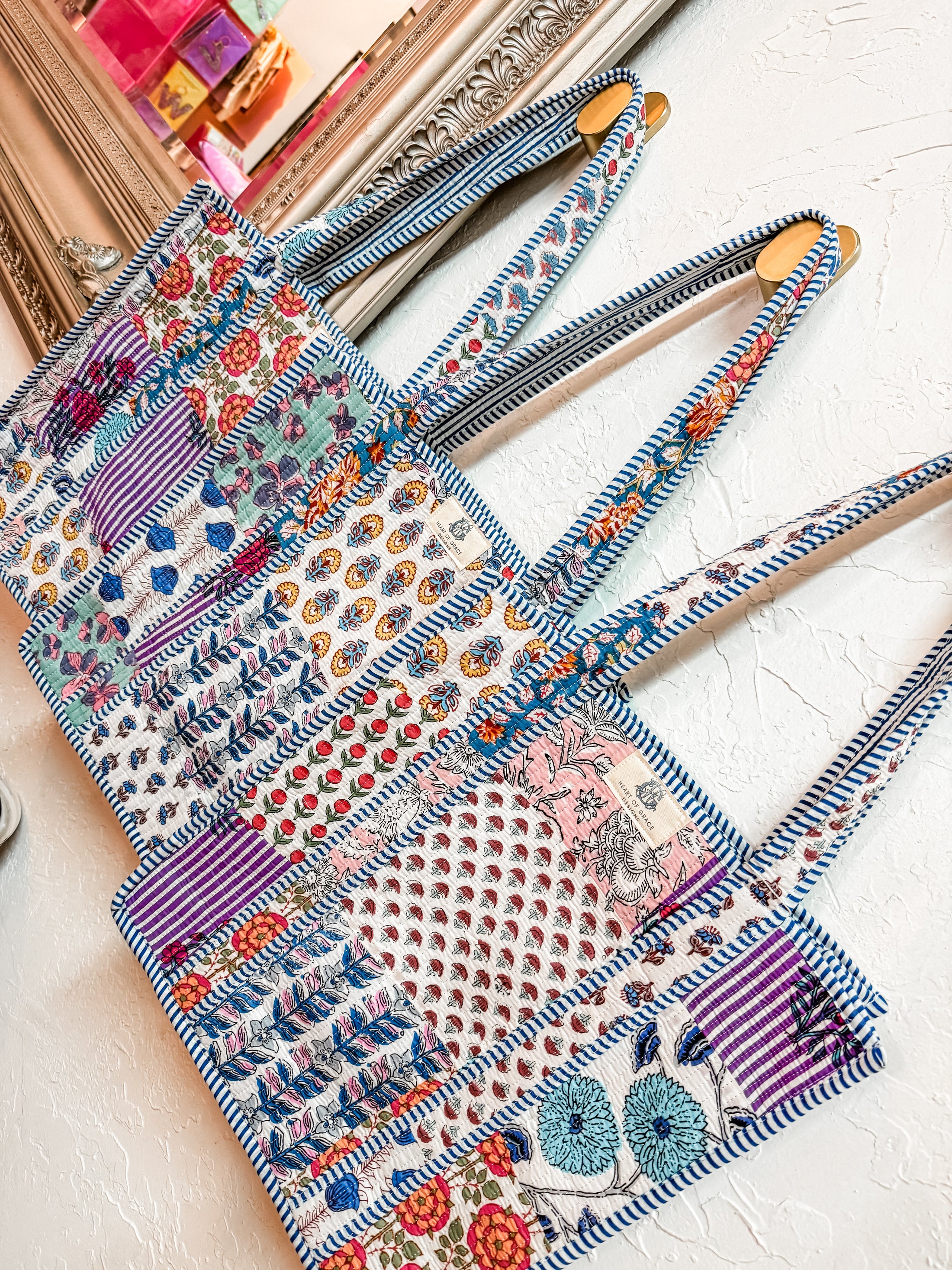 Quilted Tote - Blue
